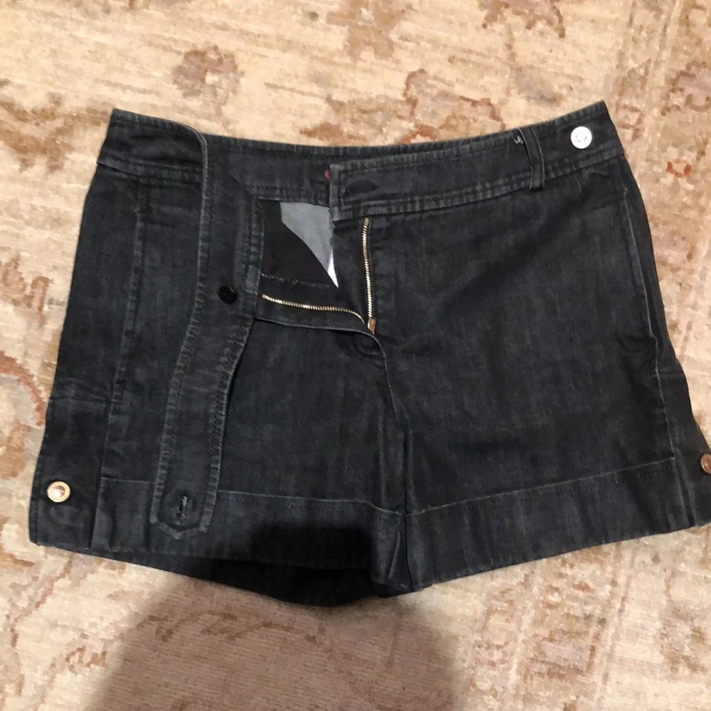 Escada black denim cuffed shorts 36